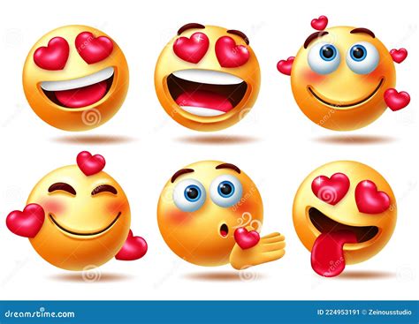 Smileys Liebe Emoticon Vektor Zeichensatz Smiley In Love D Emoji