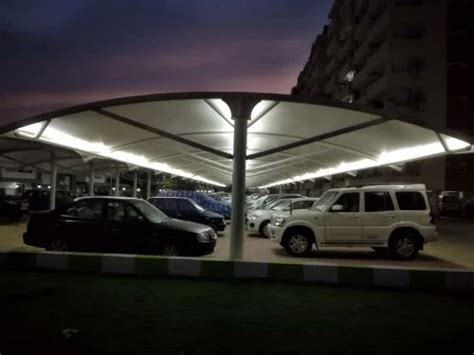 Dome Mild Steel Car Parking Tensile Structure For Outdoor Paint