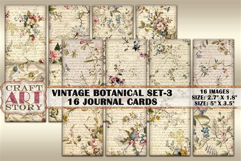 Botanical Set 3 Junk Journal Ephemera Graphic By Craftartstory