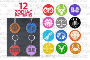 12 Star Zodiac Keychain Svg Zodiac Sign Graphic By Lastwizard Shop