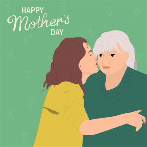 Adult Daughter Kissing Her Mother 21907254 Vector Art At Vecteezy