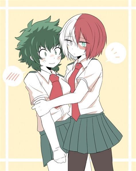 Genderbend Todoroki Shouto And Genderbend Midoriya Izuku Boku No Academia My Hero Academia