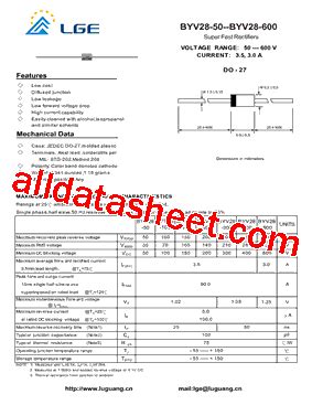 BYV28 200 Datasheet PDF Shenzhen Luguang Electronic Technology Co Ltd