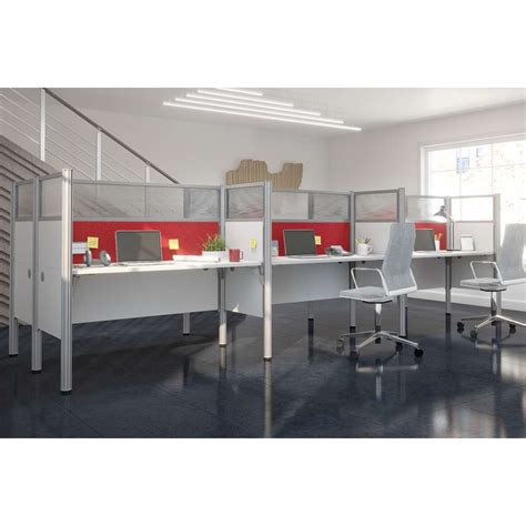 Bestar Pro Biz W Person Office Cubicles With Red Tack Boards And