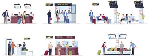 Airport Registration Counter Semi Flat Rgb Color Vector Image