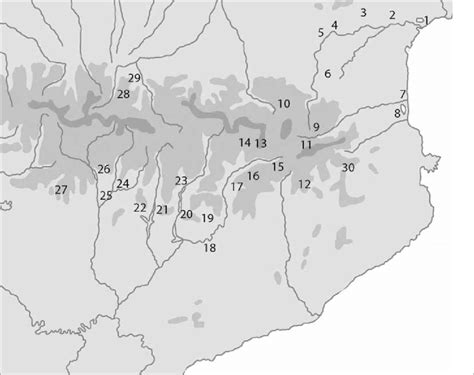 Mapa Dels Jaciments Esmentats Al Text En Mbit Pirinenc O Subpirinenc