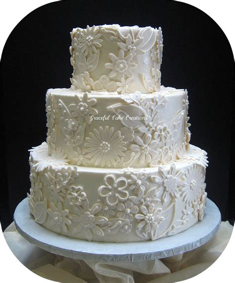 Elegant Ivory Wedding Cake With Fondant Lace Applique Flickr