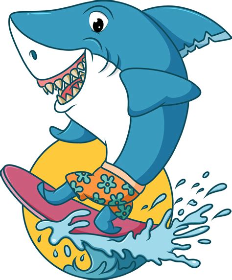 Surfing Shark Clipart Images