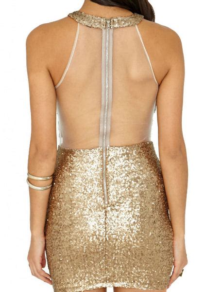 Gold Sequin Halter Dress Dress Lookbook Store