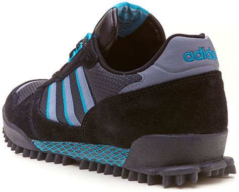 Adidas Originals Mens Marathon TR Grey Blue Retro Running Trainers