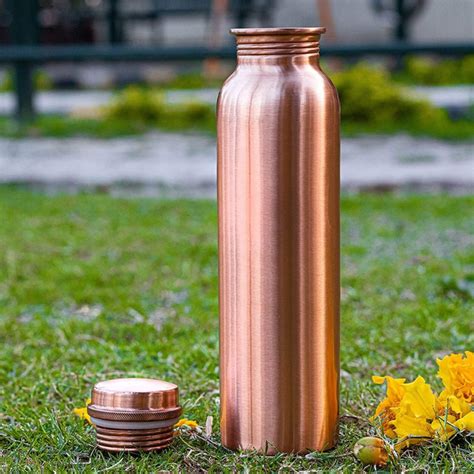 Pure Copper Indian Handmade Water Bottle 32 Oz Antique Etsy