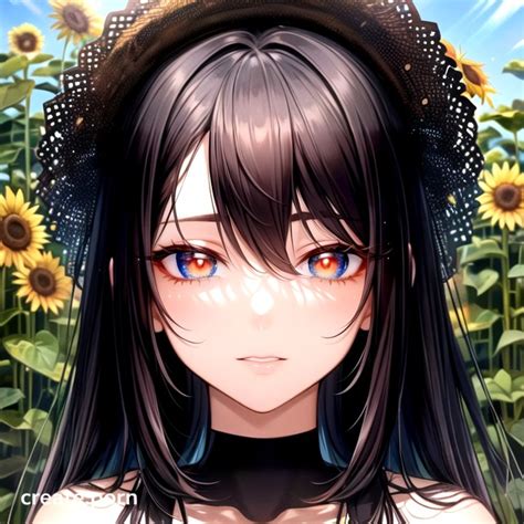 Blue Eyes Black Hair Sunflower Field Hentai Ai Porn