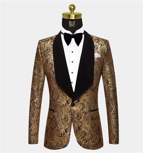 Black And Gold Paisley Tuxedo Jacket Gentlemans Guru Gold Tuxedo