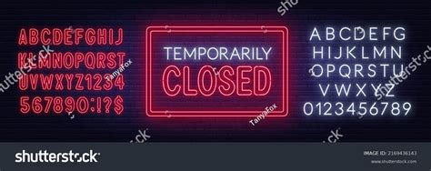 Temporarily Closed Neon Sign On Brick Stock Vector Royalty Free