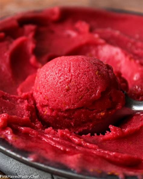 No Churn Raspberry Lime Sorbet Recipe - Pink Haired Pastry Chef