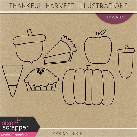 Thankful Harvest Illustration Templates Kit By Marisa Lerin Graphics