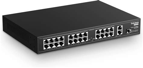 24 Port PoE Switch 10 100Mbps PoE Ports 2 Gigabit Ethernet Uplink 1