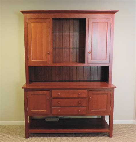 Cherry Sideboard with Hutch and Recessed Lighting | EBTH