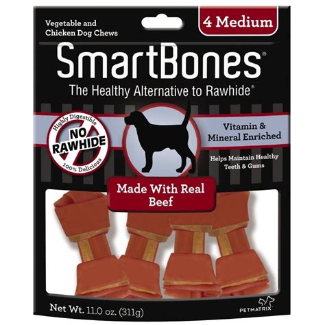 SmartBones Medium Beef Bones for Dogs, Rawhide-Free 4 Pk - Walmart.com - Walmart.com