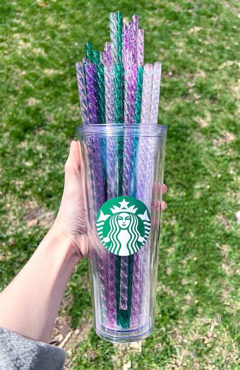 Reusable Swirl Straw Venti Extra Long Colored Straws Etsy