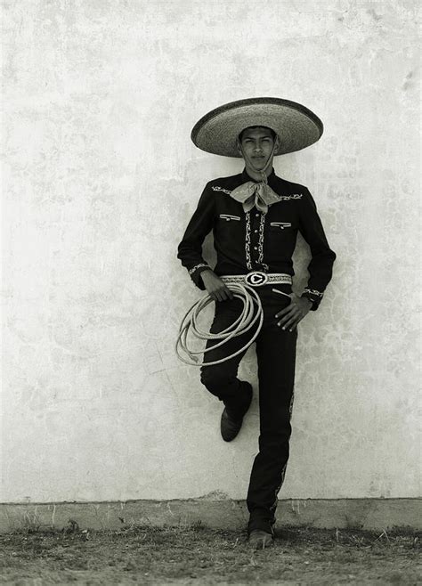 Mexican Cowboy Wearing Hat And Holding By Terry Vine