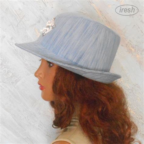 Denim Fedora Hat Etsy