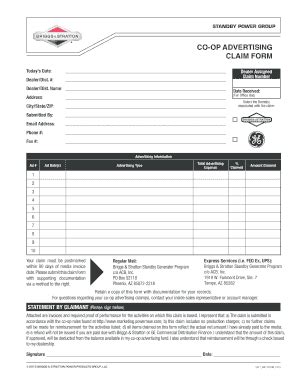 Fillable Online Co Op Adclaim Form Fax Email Print Pdffiller