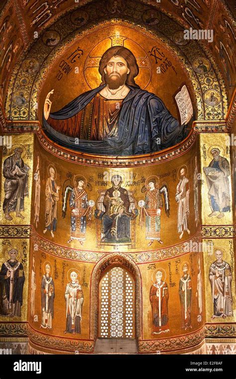 Cathedral Monreale Byzantine Mosaics Sicily Hi Res Stock Photography