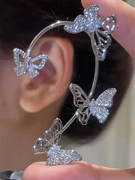 1pc Rhinestone Butterfly Decor Ear Wrap Ear Cuff Earings Ear Wrap