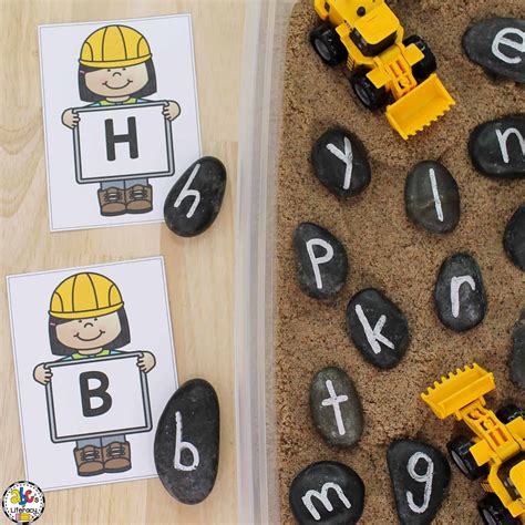 With The Free Printable Cards And Rocks This Construction Alphabet