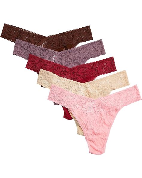 Hanky Panky 5 Pack Plus Size Signature Lace Original Rise Thong