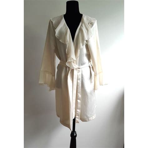 Vintage Val Mode Satin Lingerie Robe Ivory Size L Gem