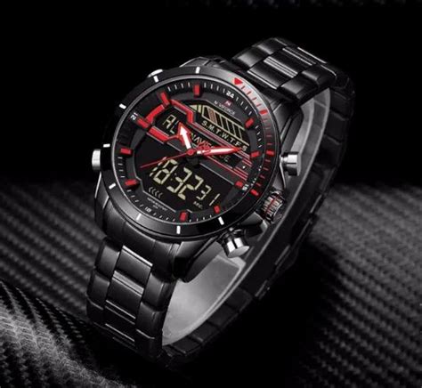 Round Black NF9133 Naviforce Digital Analog Dual Movement Stainless