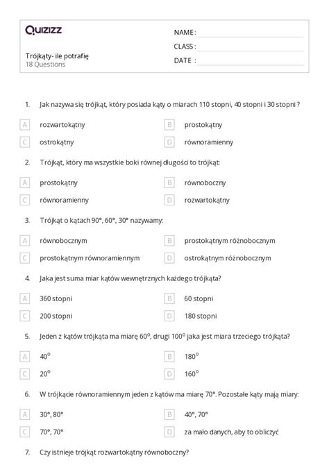Ponad Klasyfikacja Tr Jk T W Arkuszy Roboczych Dla Klasa W Quizizz