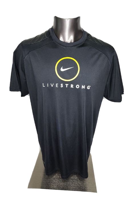 Nike Livestrong Dri Fit Graphic T Shirt Black Adult Mens Live Strong Xl