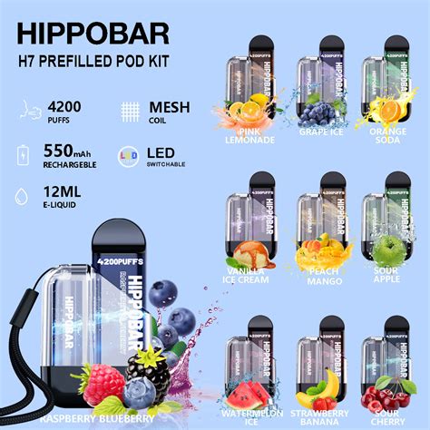 PODDIS HIPPOBAR H7 4200puffs Disposable Pod 550mAh 12ml Nic 5 ชารจ