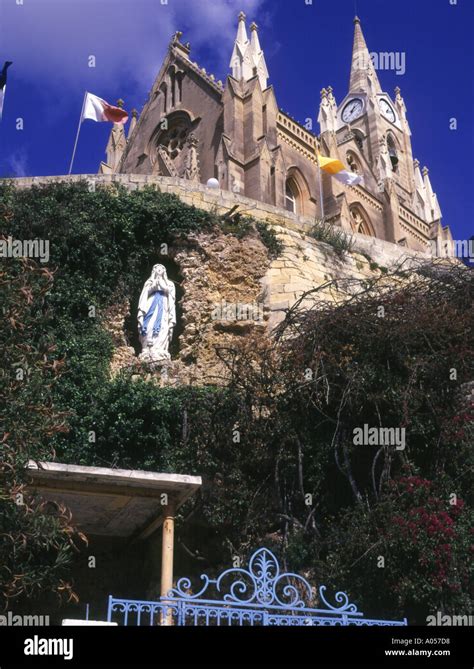 Dh Virgin Mary Madonna Mgarr Gozo Christian Statue Icon And Church On