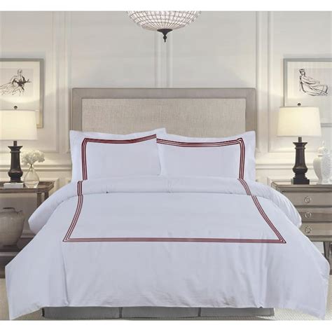 Beddecor Luxury Soft Brushed 600 Thread Count Egyptian Cotton Embroidered Duvet Cover Set With