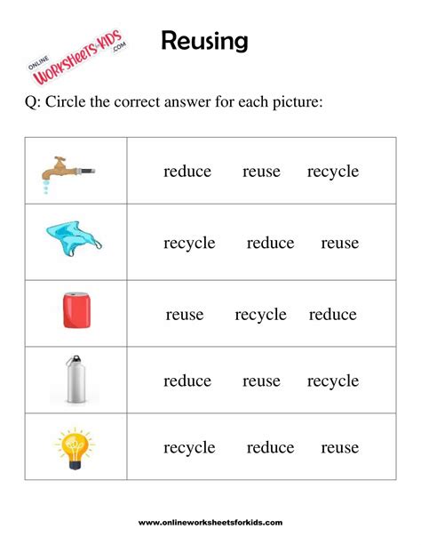 Reduce Reuse Recycle Worksheets For 1st Grade 16