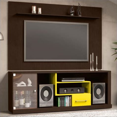 Rack Painel Para Tv At Polegadas Luxo Jb Bechara Imbuia Amarelo