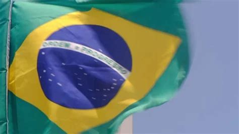 National Flag Of Brazil Waving In The Wi Stock Video Pond