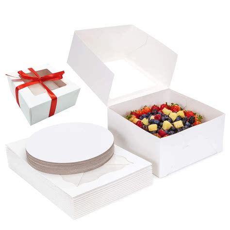 10 Inch Cake Box with Cake Boards Set 20pcs 10x10x5 Inches, Bakery Box ...