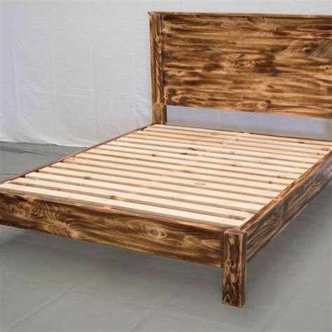 Torched Farmhouse Platform Bed W Headboard Traditional Etsy