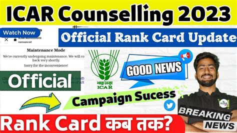 ICAR Rank Card Soon Twitter Campaign Sucess Website Maintenance