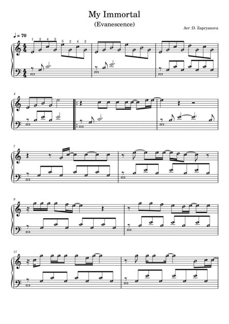 My Immortal By Evanescence Easy Piano Digital Sheet Music Sheet Music Plus