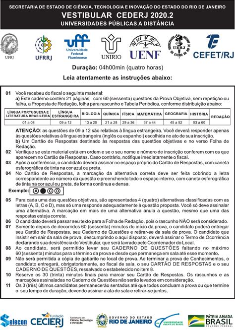 Provas Anteriores Cederj Vestibular - Provas Anteriores Do Cederj - NAZAEDU