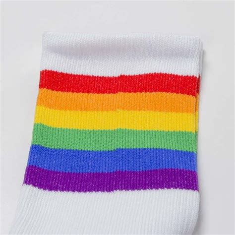 American Socks Rainbow Pride Mid High White Rainbow