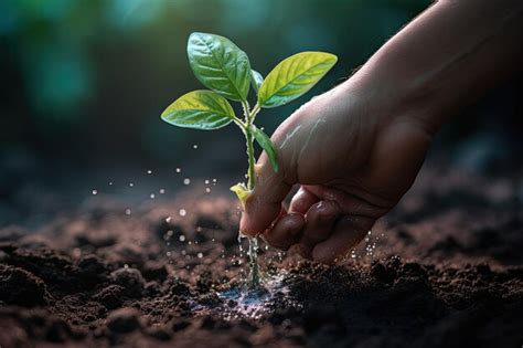 Premium AI Image Nurturing Growth A CloseUp Of Hand Watering A Sapling