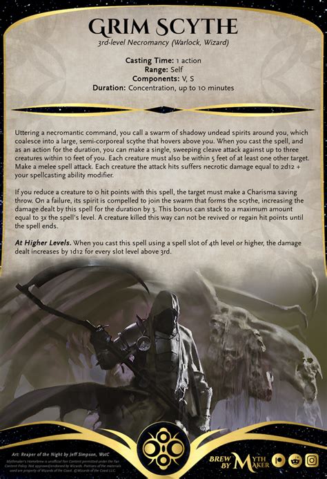 Revised Brew Grim Scythe 3rd Level Necromancy A Classic Favorite