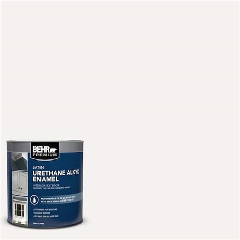 BEHR PREMIUM 1 Qt White Urethane Alkyd Satin Enamel Interior Exterior